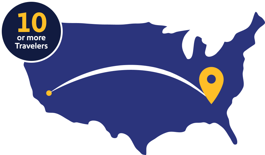 Group Travel Map - 10 or more people